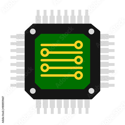 Integrated Circuit QFP Package Microchip PCB Design Black Background