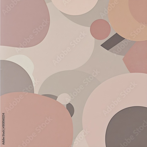 Wallpaper Mural Abstract minimalist composition featuring overlapping geometric shapes in a soft pastel color palette of pink, beige, and cream, creating a modern and harmonious background design with gentle curves Torontodigital.ca
