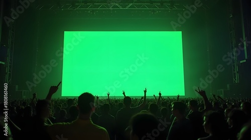 Commercial Display Mockup: Green Screen Billboard in Concert Environment