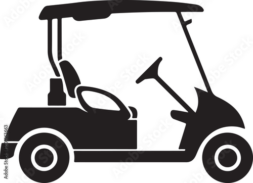Golf Cart silhouette vector, Golf car icon, Black golf vehicle illustration
