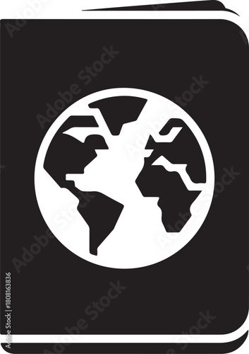passport globe stencil icon silhouette vector illustration