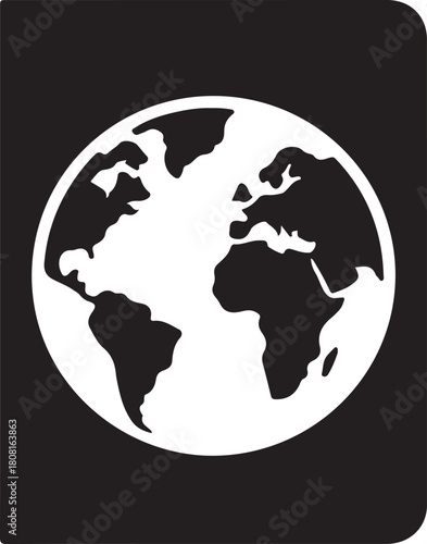 passport globe stencil icon silhouette vector illustration