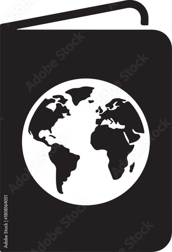 passport globe stencil icon silhouette vector illustration