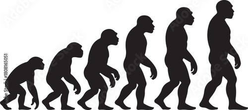 Silhouette of theory of evolution of man