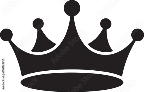 Crown black silhouette vector, Simple silhouette Design vector icon with white background