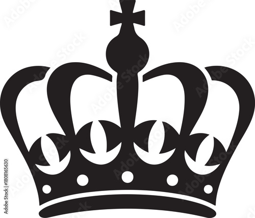 Crown black silhouette vector, Simple silhouette Design vector icon with white background