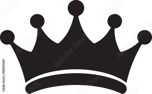 Crown black silhouette vector, Simple silhouette Design vector icon with white background
