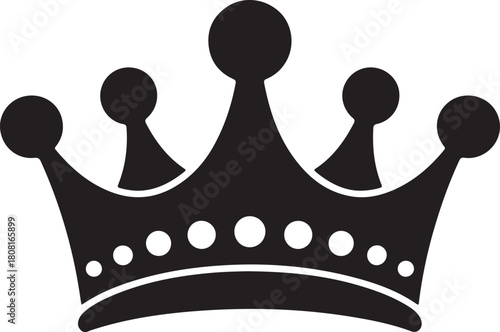 Crown black silhouette vector, Simple silhouette Design vector icon with white background
