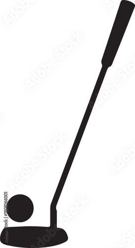 Golf Putter With Ball silhouette Icon