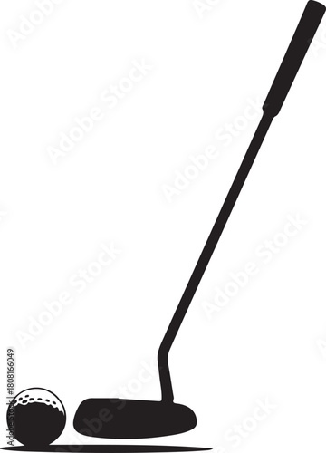 Golf Putter With Ball silhouette Icon
