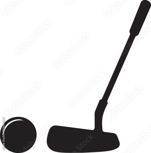 Golf Putter With Ball silhouette Icon