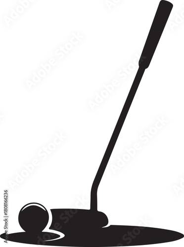 Golf Putter With Ball silhouette Icon