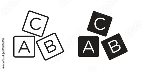 Baby ABC cubes icon symbols. app and web UI solid and line icon, EPS10