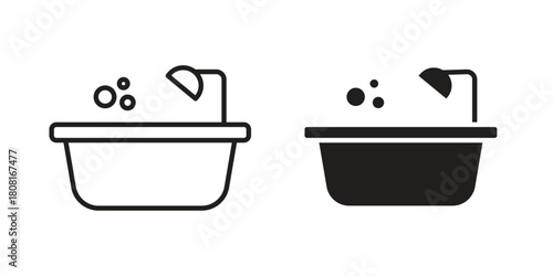 Bathtube icon symbols. app and web UI solid and line icon, EPS10
