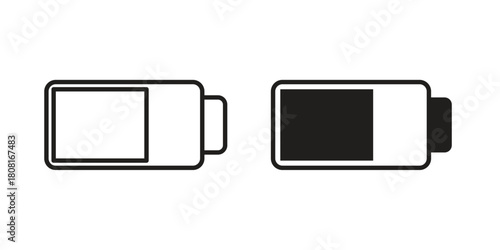 Battery icon symbols. app and web UI solid and line icon, EPS10