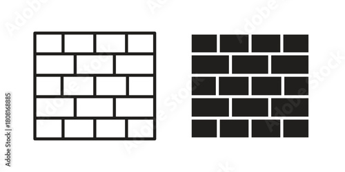 Brickwall icon symbols. app and web UI solid and line icon, EPS10