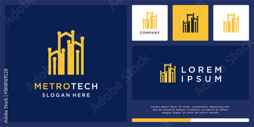 Metro building tech logo design