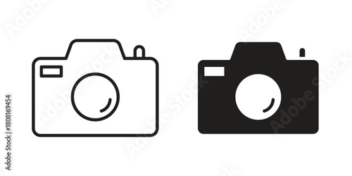 Camera icon symbols. app and web UI solid and line icon, EPS10