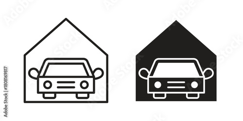 Car garage icon symbols. app and web UI solid and line icon, EPS10