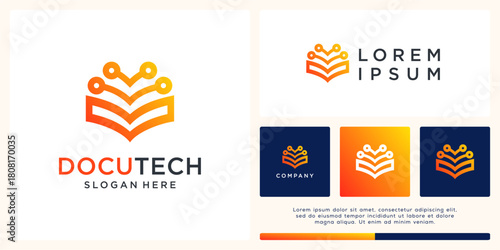 Document tech logo design abstract book shape
