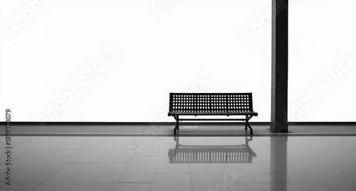 empty waiting chairs in train station, modern minimalist design, isolated waiting chairs