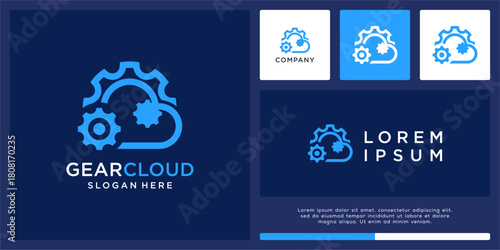Gear cloud logo design abstract template