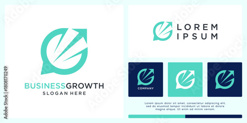 Business growth logo design with arrow