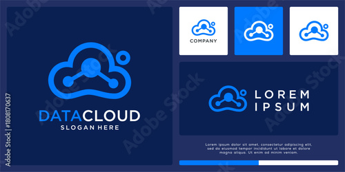 Data cloud technology logo design