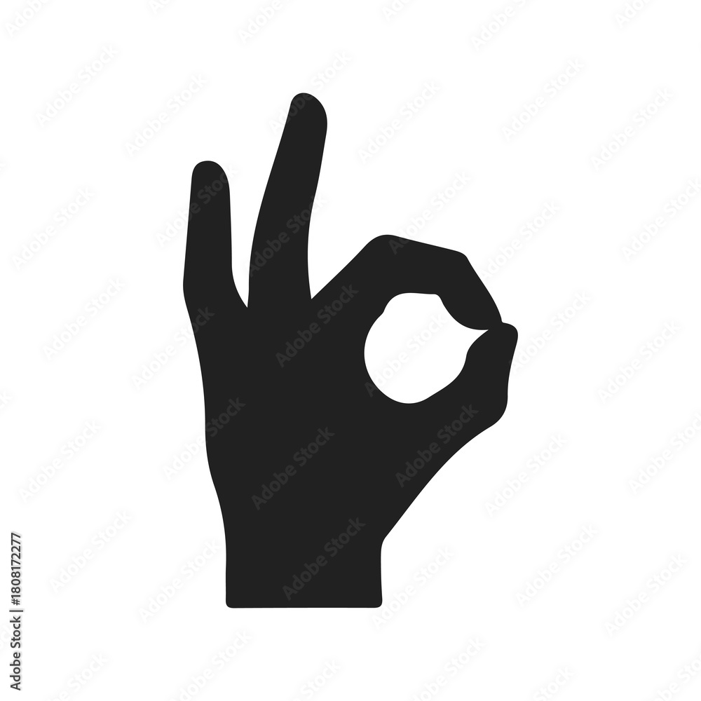 Fototapeta premium Perfect OK Agreeing Hand Sign Gesture Sillouette