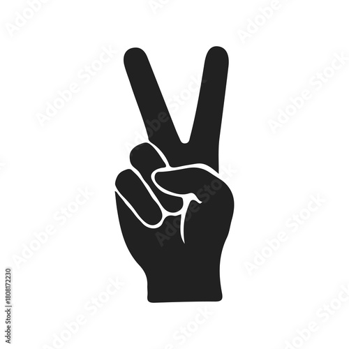 Peace Two Finger Hand Sign Gesture Sillouette