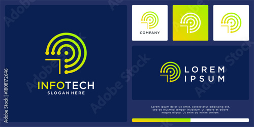 Info tech signal logo design template