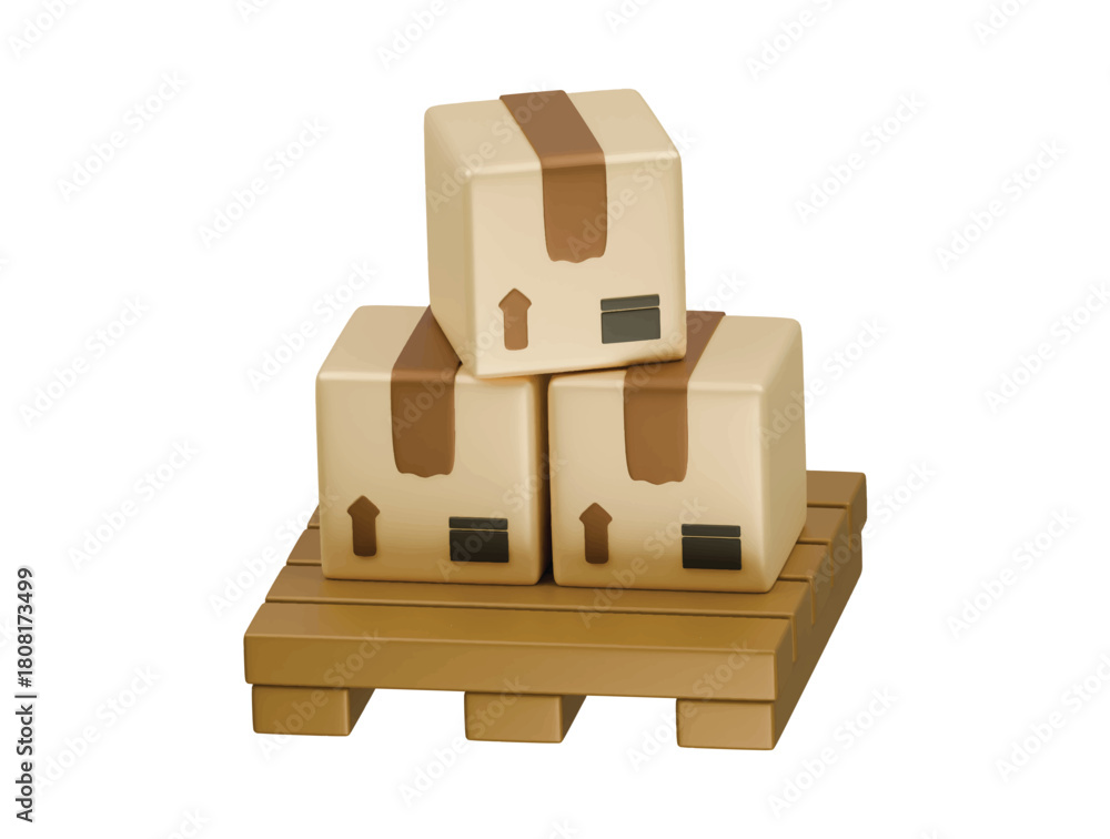 Obraz premium box pallet icon 3d illustration render
