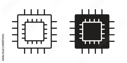 Computer microchip icon symbols. app and web UI solid and line icon, EPS10