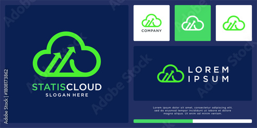 Statistic cloud logo design with arrow line