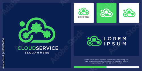 Cloud service logo design with gear