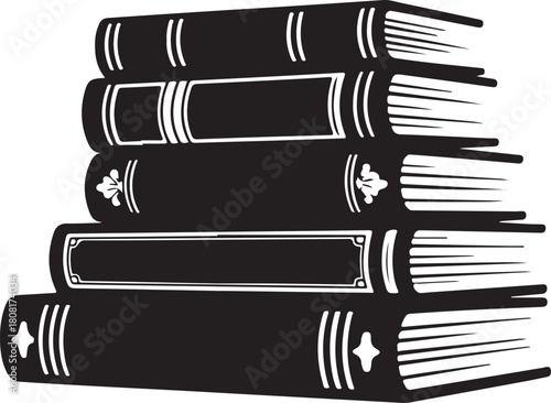 stack decorative books silhouette vector illustration