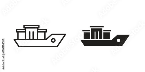 Container ship icon symbols. app and web UI solid and line icon, EPS10