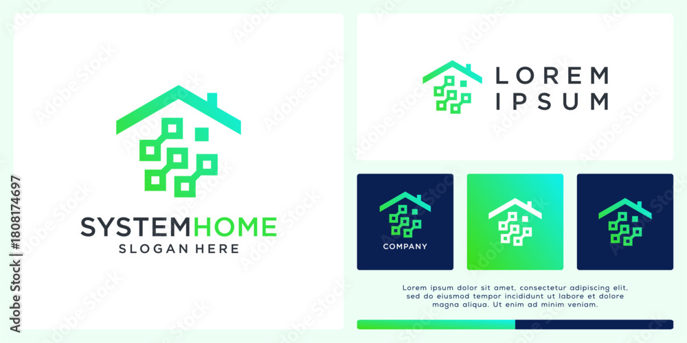 Fototapeta premium System home technology logo design template