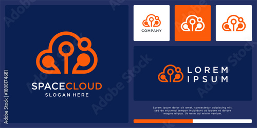 Space cloud technology logo design