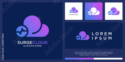 Surge cloud logo design with pulse