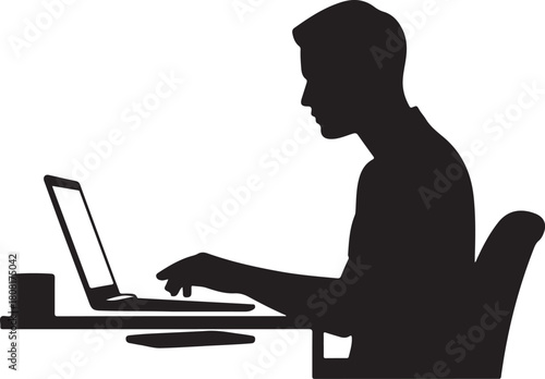 Working place at the table with a laptop. Flat work computer icon
