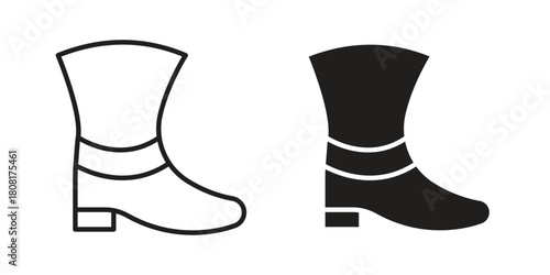 Cowboy Boot icon symbols. app and web UI solid and line icon, EPS10