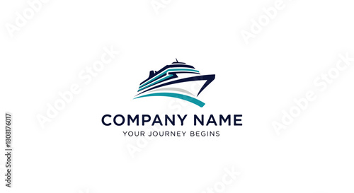 Line Cruise Ship Logo Vector – Ocean Travel, Marine Tourism & Luxury Cruise Emblem