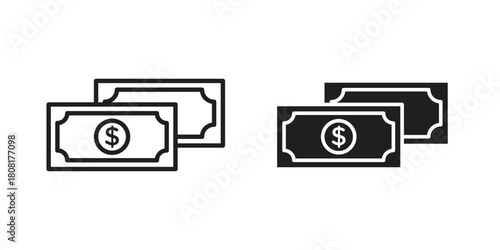 Dollar icon symbols. app and web UI solid and line icon, EPS10