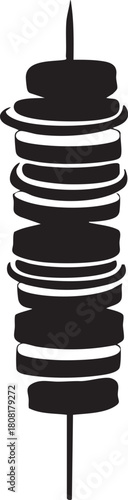 Black and white vector graphic of a shish kebab
