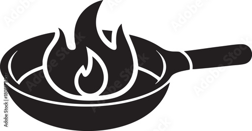 Silhouette of a frying pan with fire