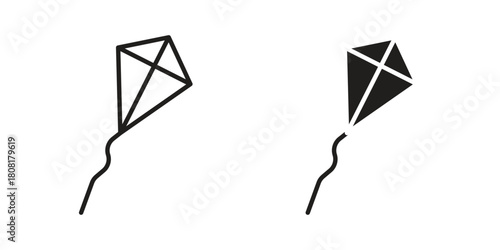 Flying a kite icon symbols. app and web UI solid and line icon, EPS10