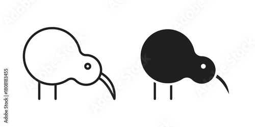 Kiwi bird icon symbols. app and web UI solid and line icon, EPS10