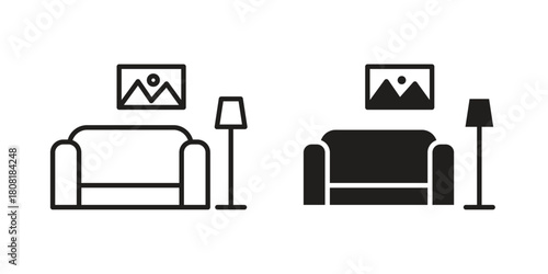 Living room icon symbols. app and web UI solid and line icon, EPS10