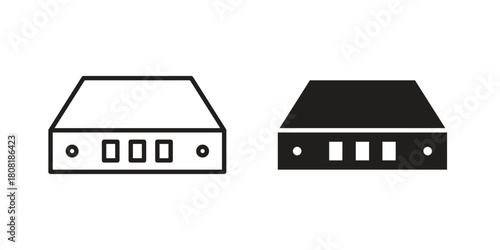 Network switch icon symbols. app and web UI solid and line icon, EPS10